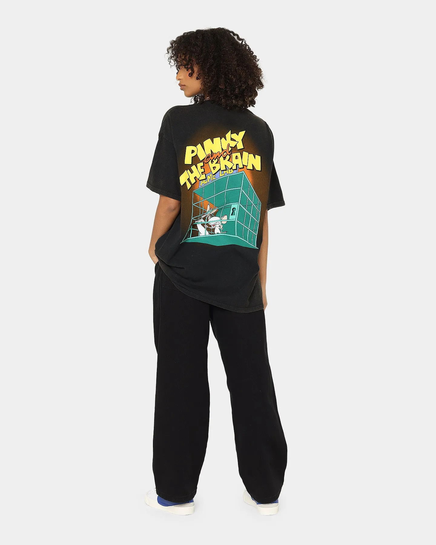 American Thrift X Pinky And The Brain Pinky And The Brain Vintage T-Shirt Black Wash