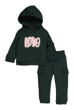 Baby Girls 12-24M Love Chenille Patch Hoodie and Joggers