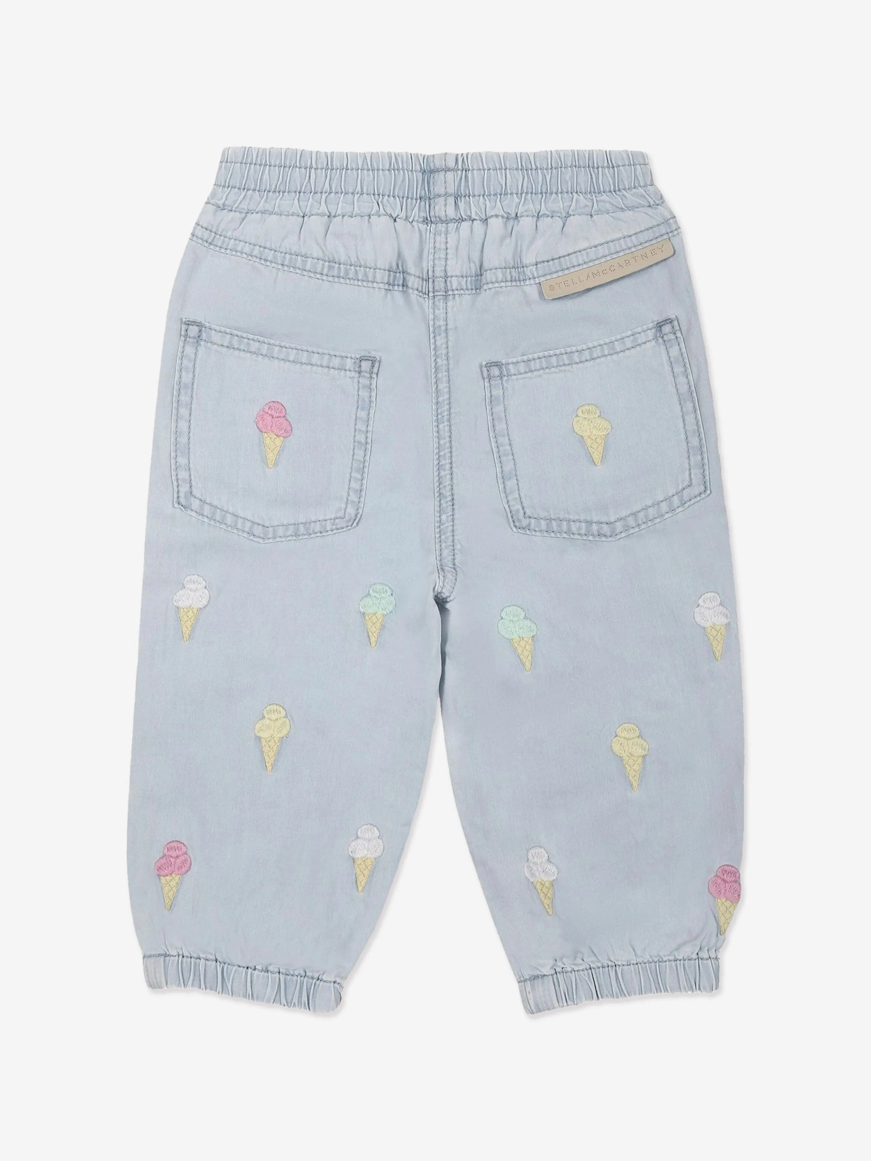 Baby Girls Embroidered Ice Cream Trousers in Blue