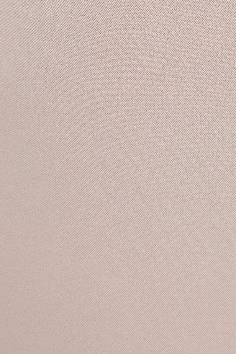 Beige Wide Leg Pants Cargo Pockets