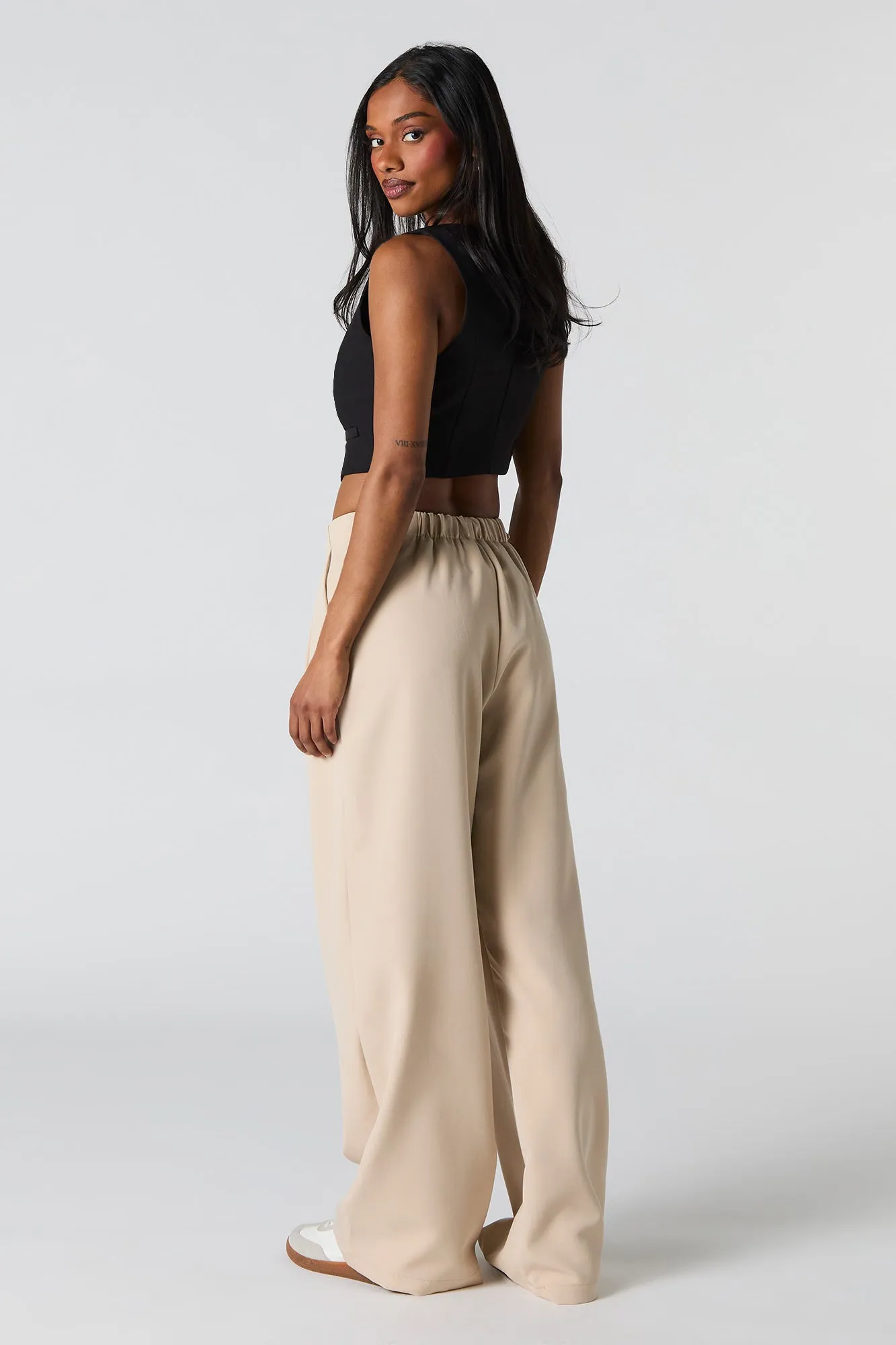 Belted Wide Leg Dress Pant