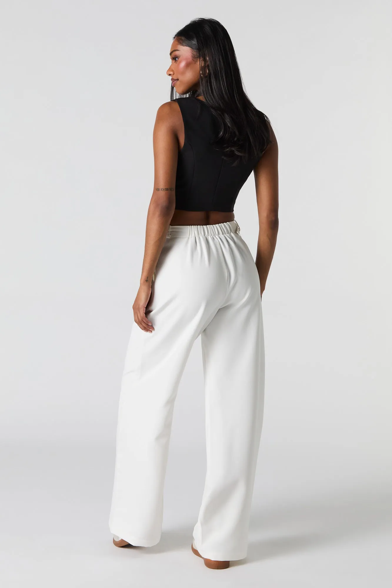 Belted Wide Leg Dress Pant