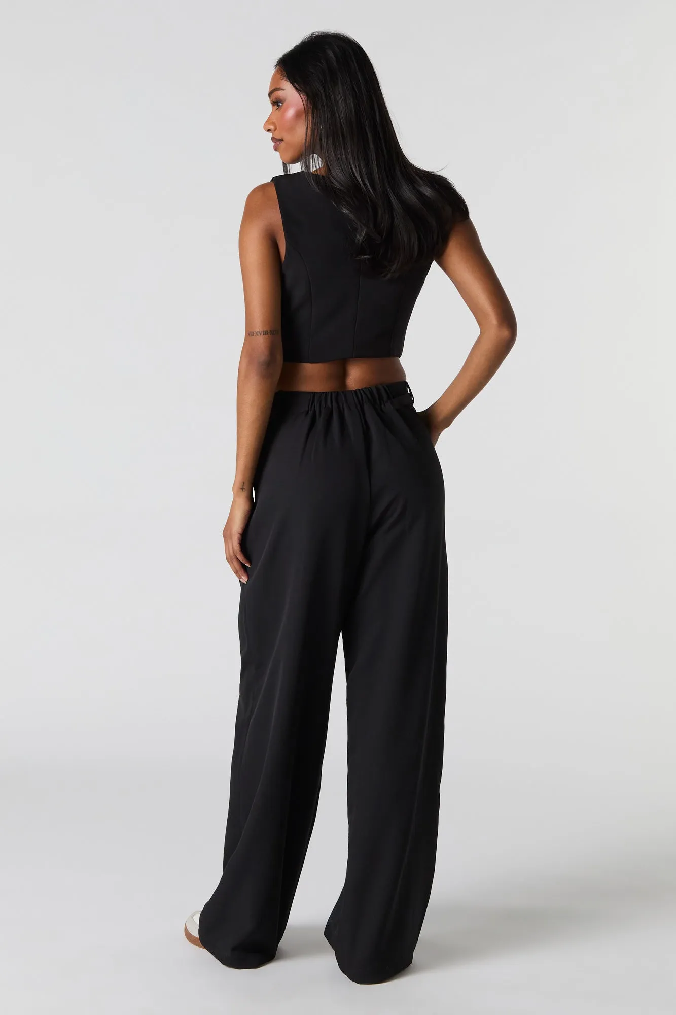 Belted Wide Leg Dress Pant