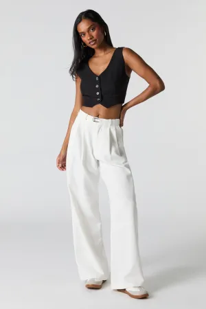 Belted Wide Leg Dress Pant
