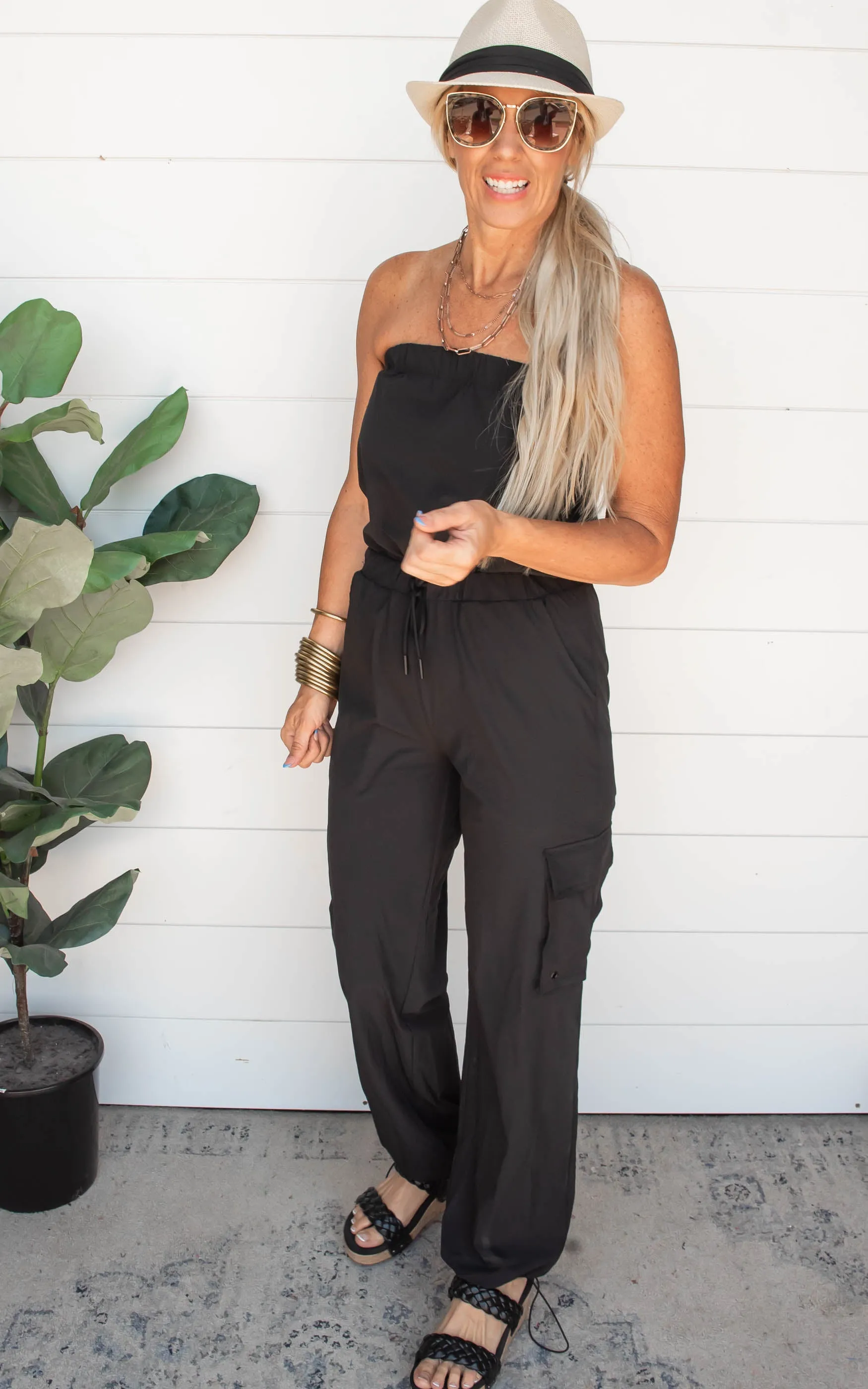 Black Strapless Romper - Mono B - Final Sale