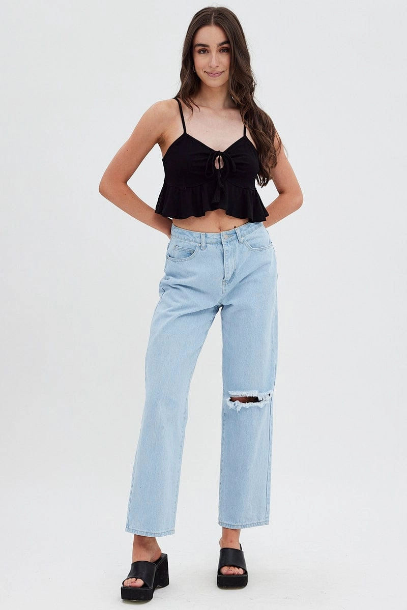 Black Cami Top Peplum