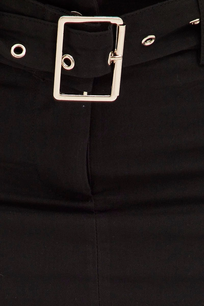 Black Cargo Skirt Mini Mid Rise