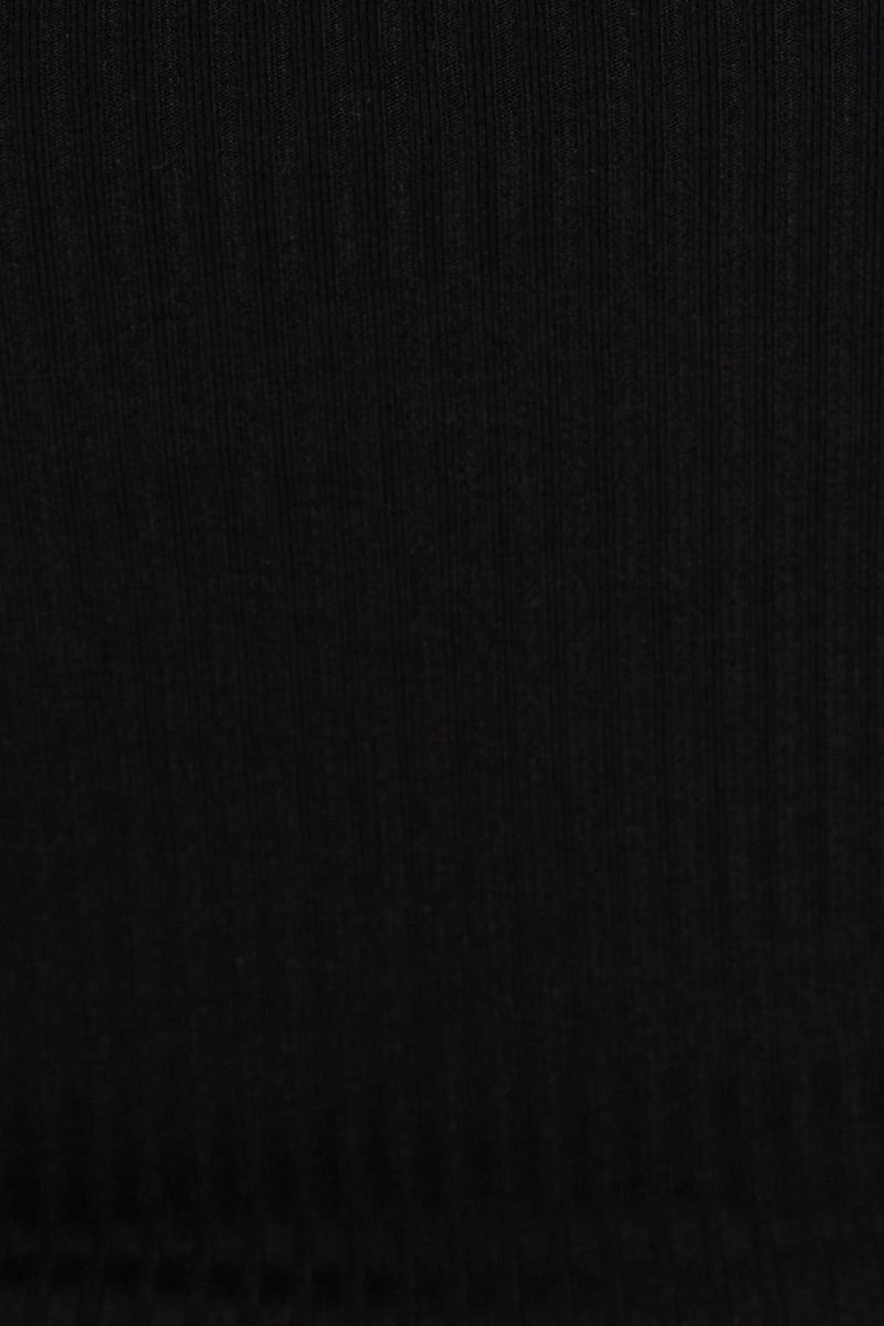 Black Drawstring Ruched Top