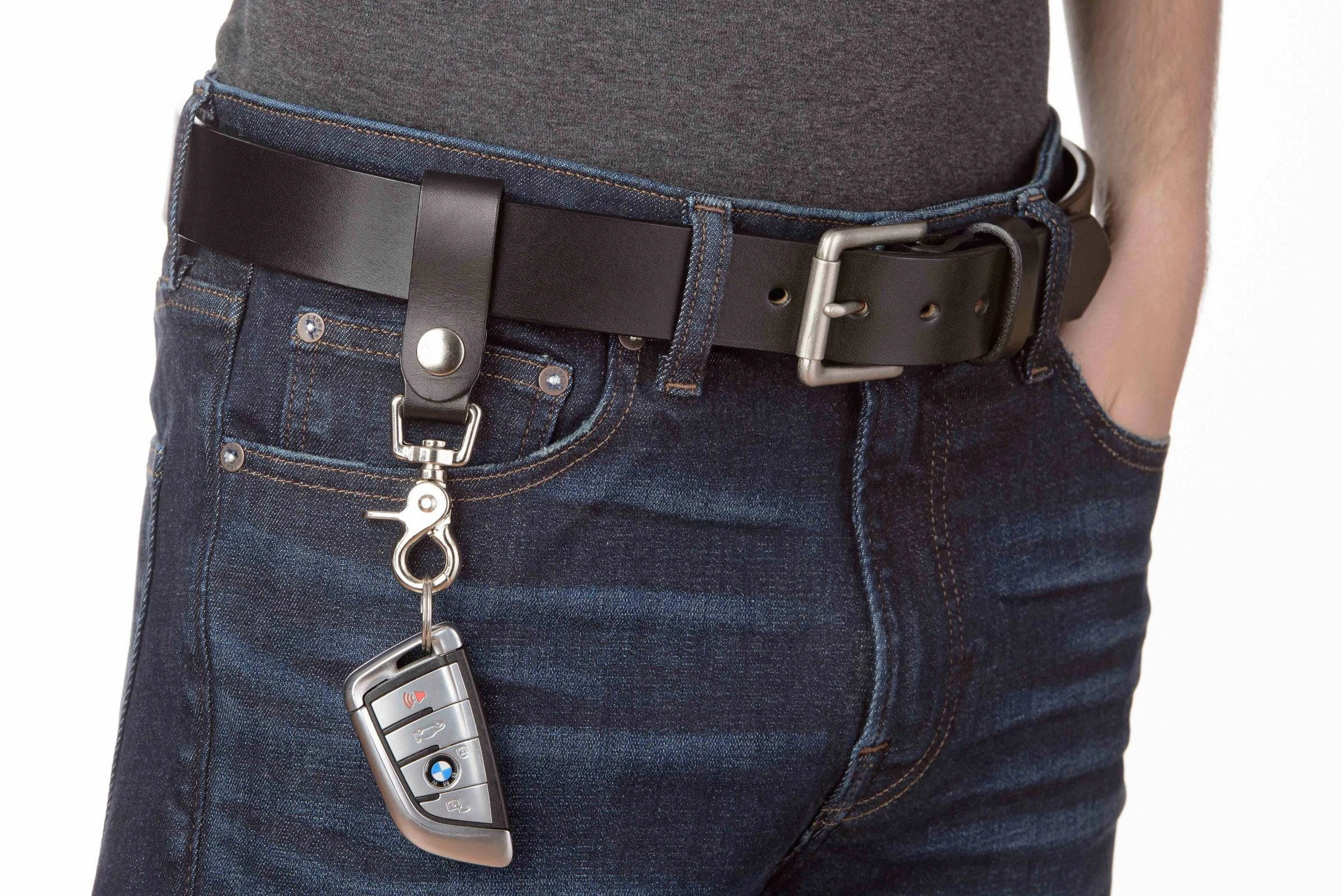 Black Leather Key Hanger With Scissor Snap (SKU 234-18)
