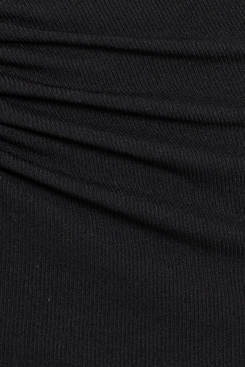 Black Mini Skirt High Rise Front Ruched