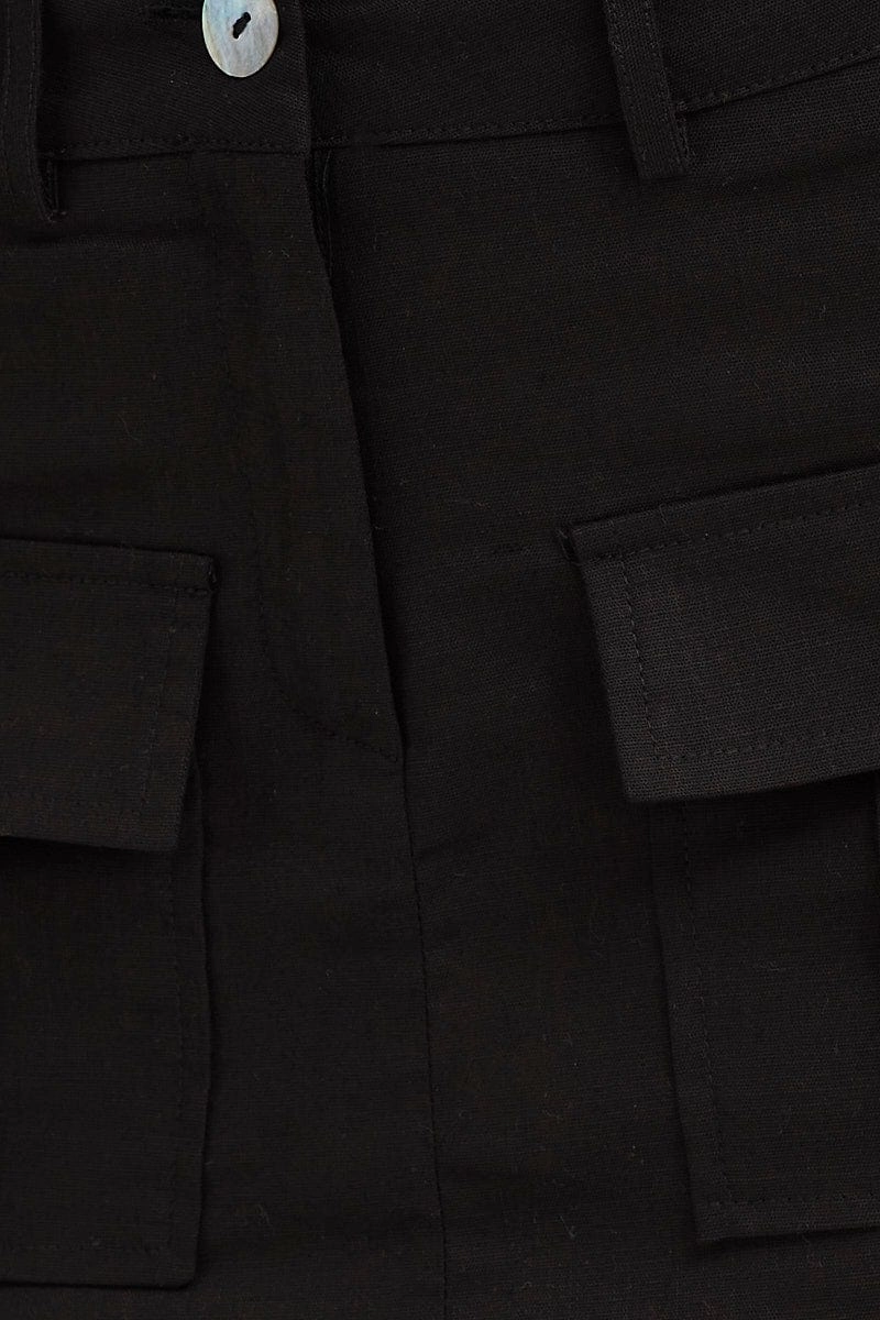 Black Mini Skirt High Rise Utility