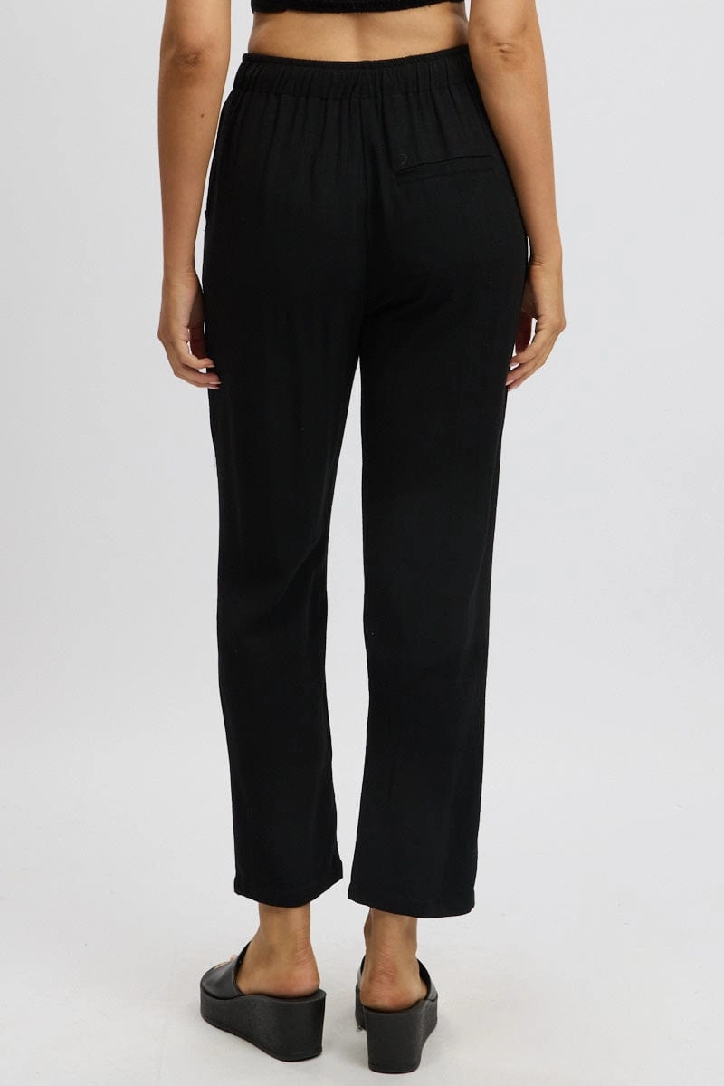 Black Tapered Pants Elasticated Waist