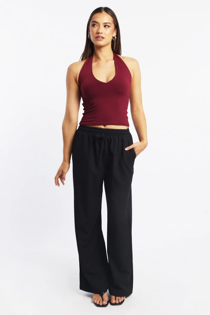 Black Wide Leg Pants Elasticated Waist