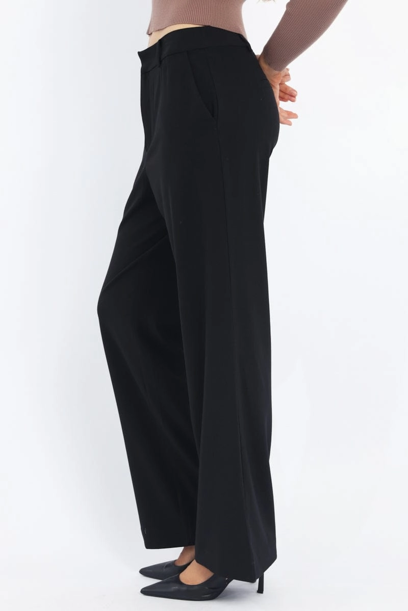 Black Wide Leg Pants Mid Rise