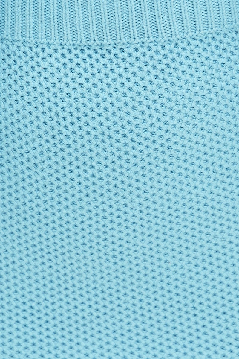 Blue Mini Skirt Crochet Cotton Blend