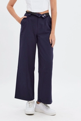 Blue Pant Straight Leg Turned Down Waist