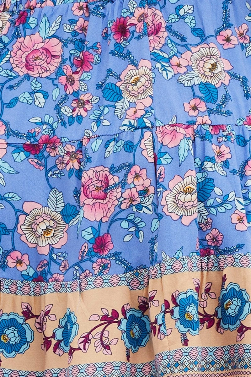 Boho Print Flare Skirt Mini High Rise
