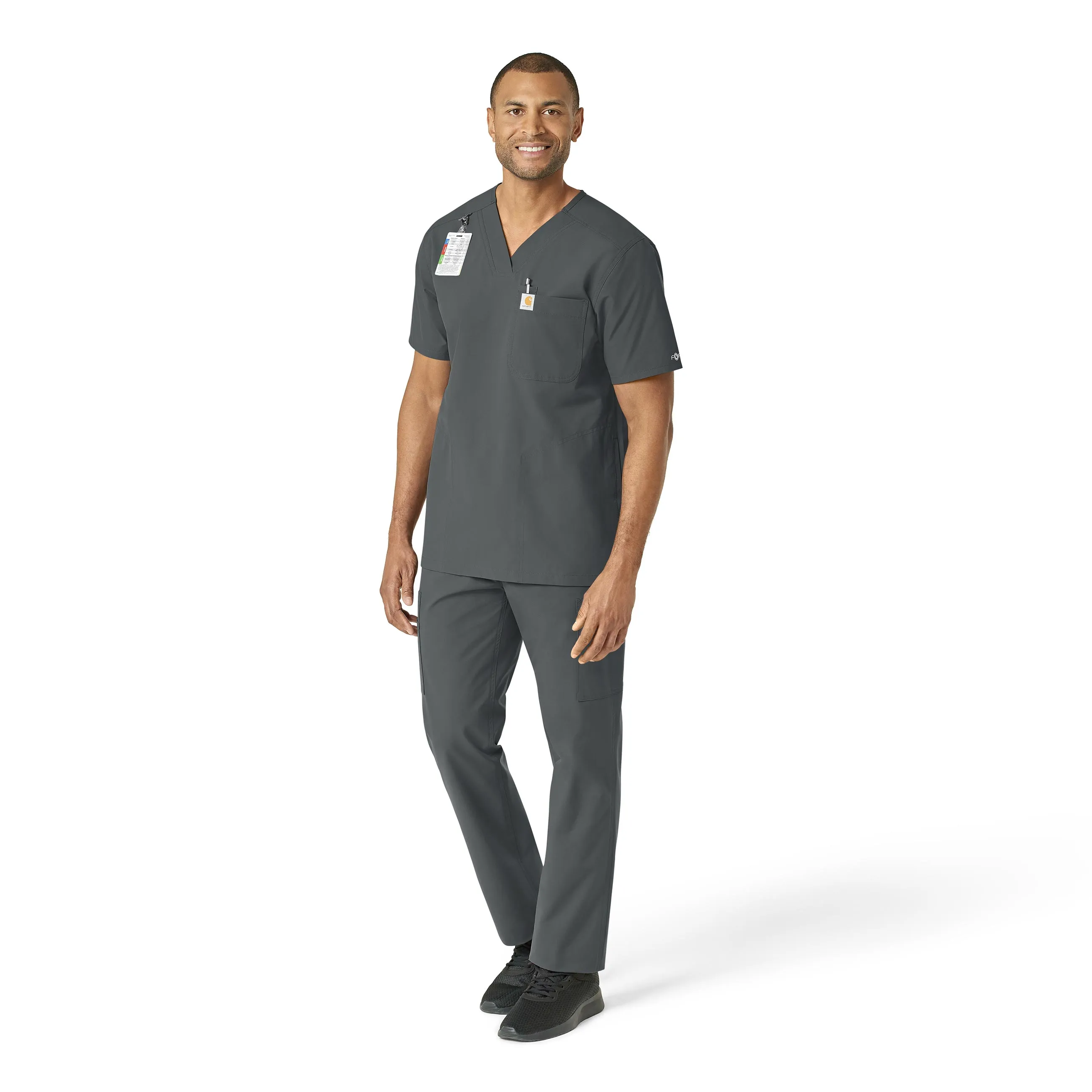 Carhartt Force Essentials Men's V-Neck Shirttail Scrub Top - Pewter