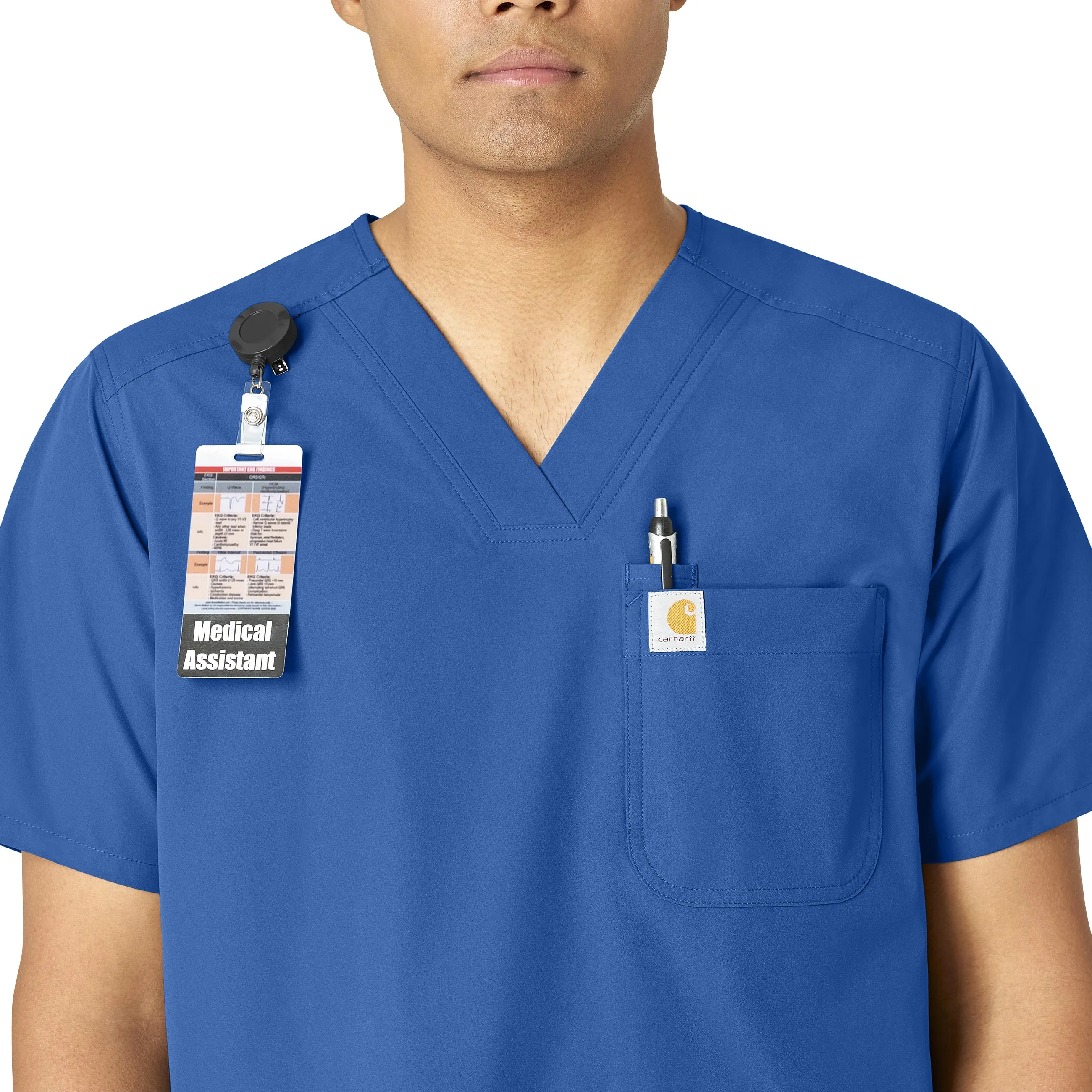Carhartt Force Essentials Men's V-Neck Shirttail Scrub Top - Royal
