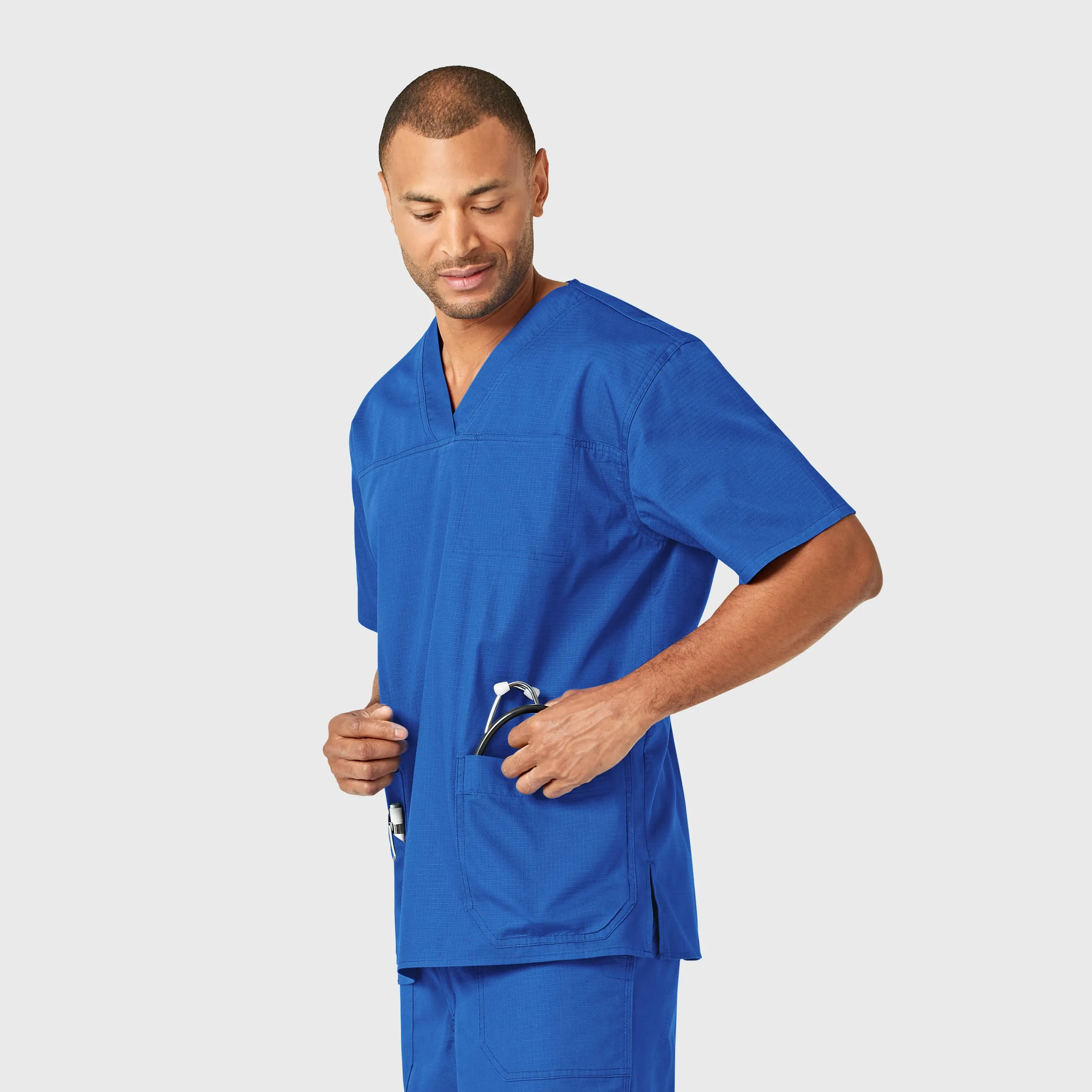 Carhartt Ripstop & Sub-Scrubs Men's Bi-Swing 4-Pocket V-Neck Scrub Top - Royal
