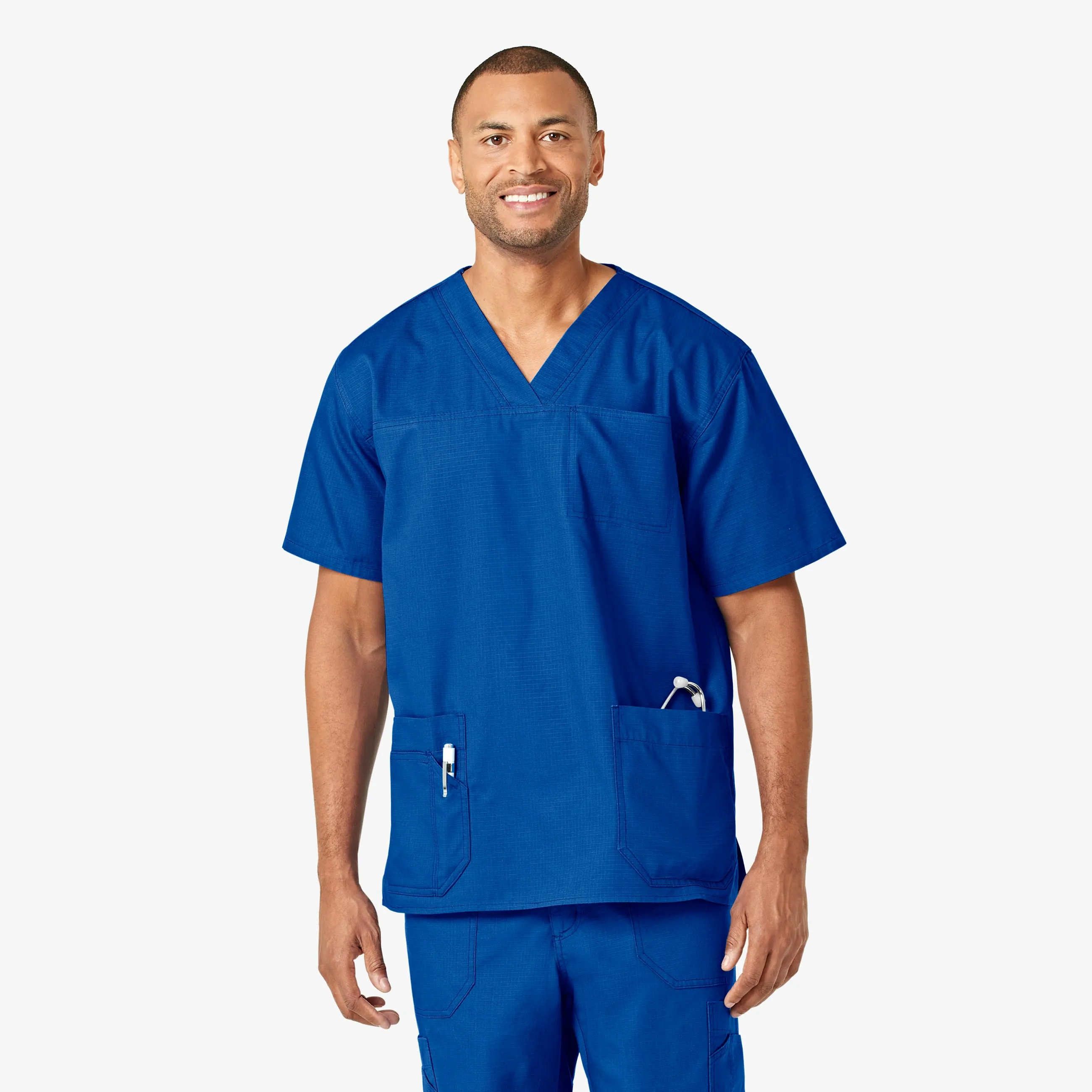 Carhartt Ripstop & Sub-Scrubs Men's Bi-Swing 4-Pocket V-Neck Scrub Top - Royal