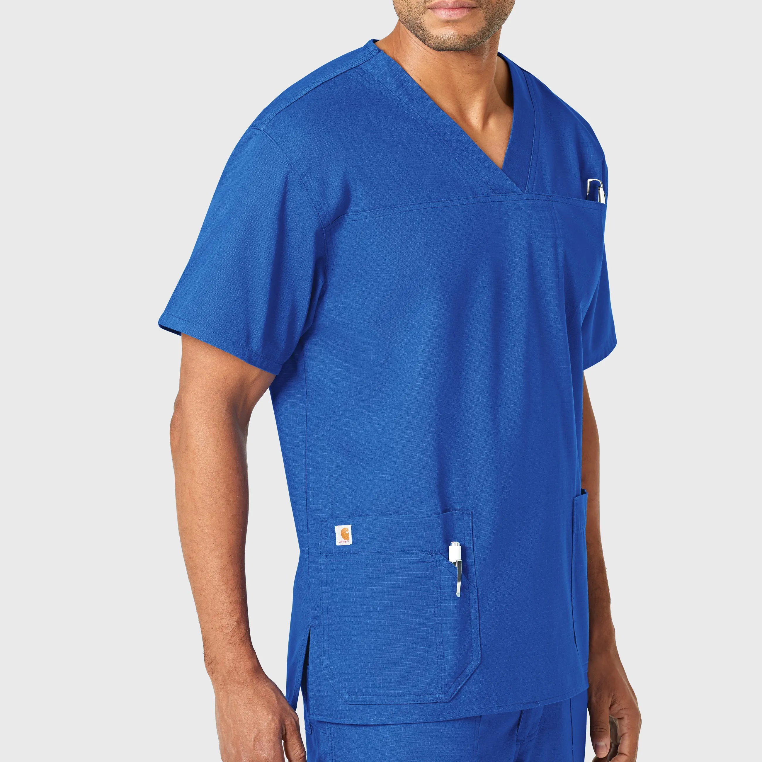 Carhartt Ripstop & Sub-Scrubs Men's Bi-Swing 4-Pocket V-Neck Scrub Top - Royal