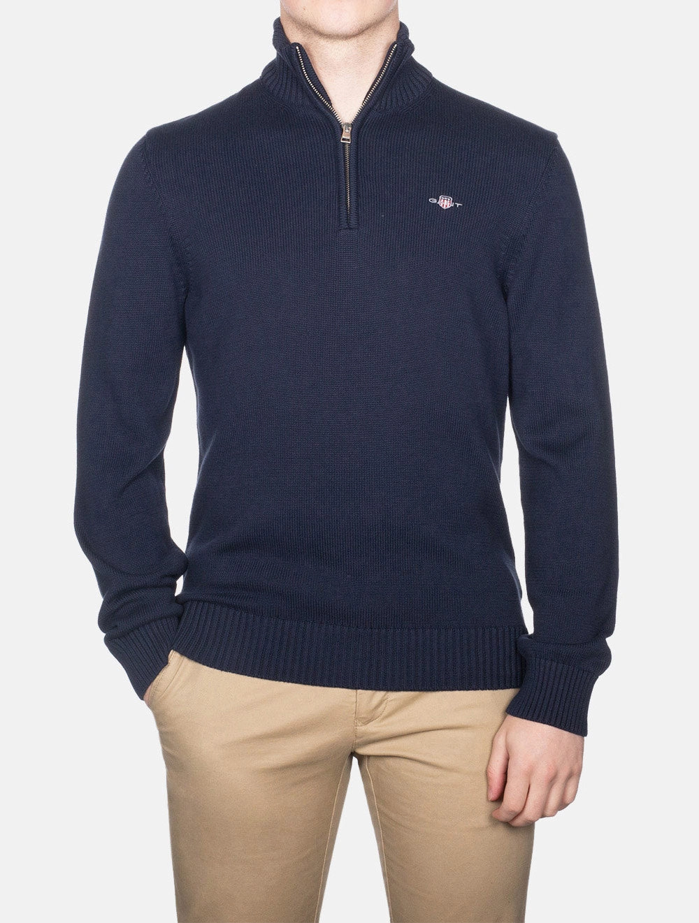 Casual Cotton Half Zip Evening Blue