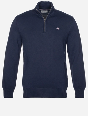 Casual Cotton Half Zip Evening Blue