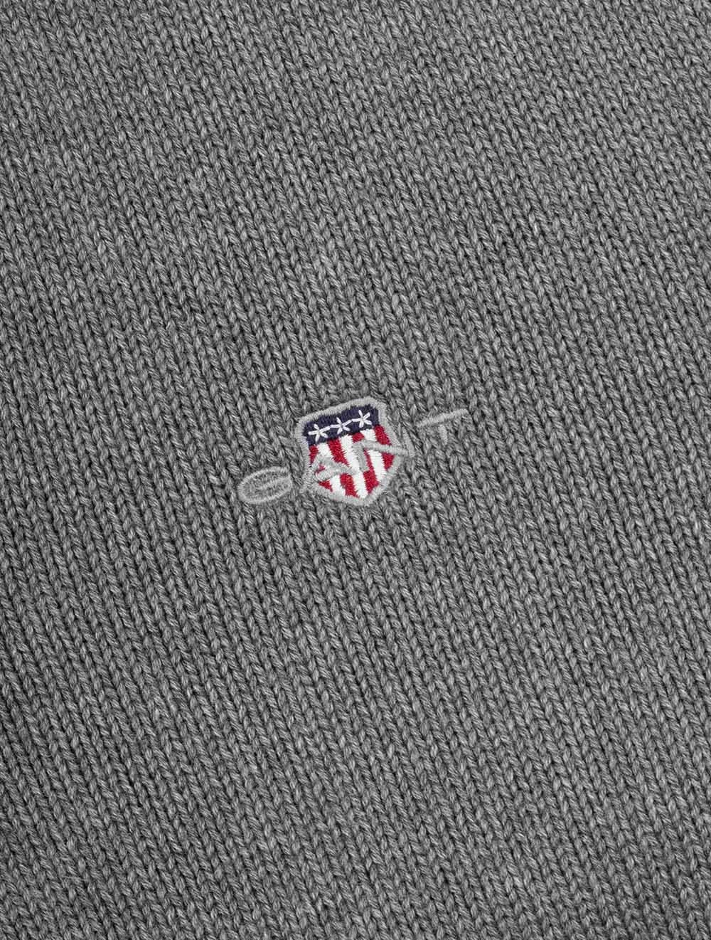 Casual Cotton Half-Zip Sweater Dark Grey Melange