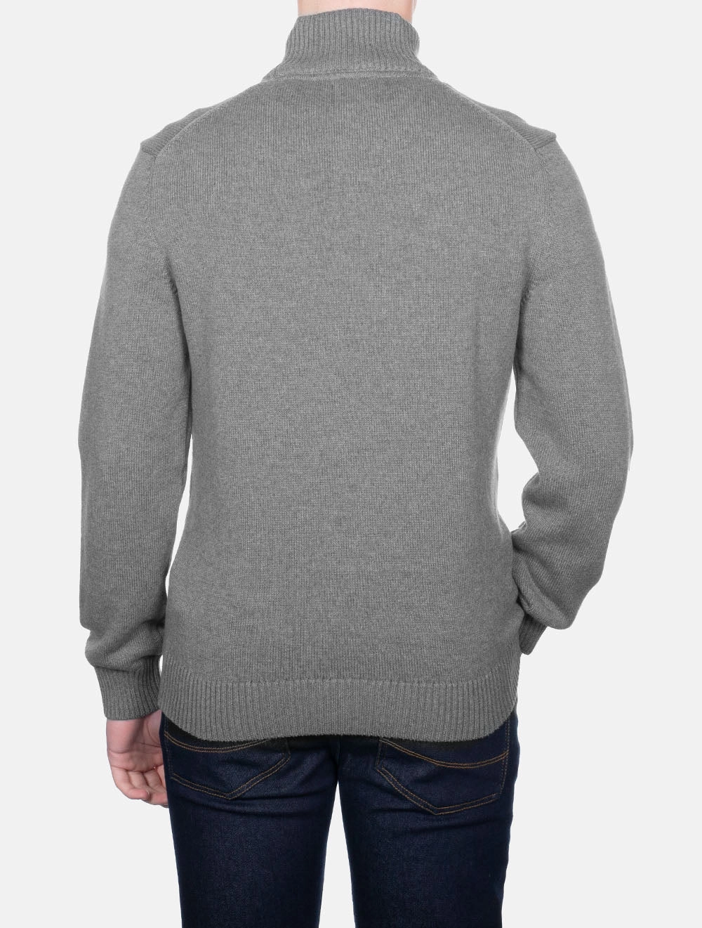Casual Cotton Half-Zip Sweater Dark Grey Melange