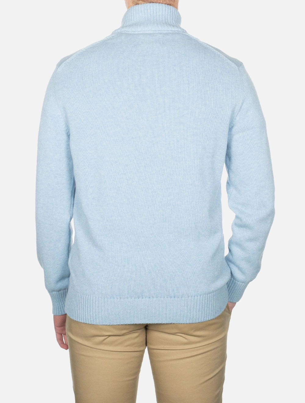 Casual Cotton Half-Zip Sweater Fresh Blue