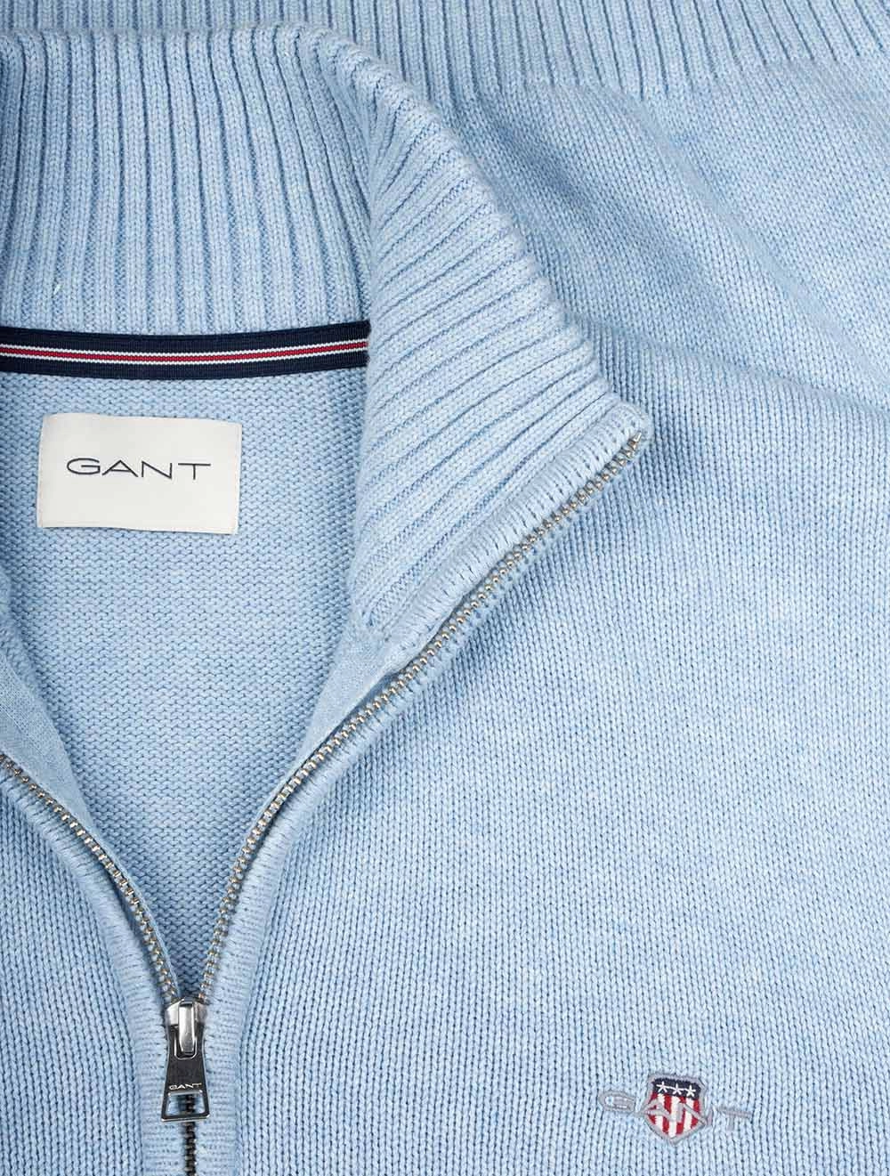 Casual Cotton Half-Zip Sweater Fresh Blue