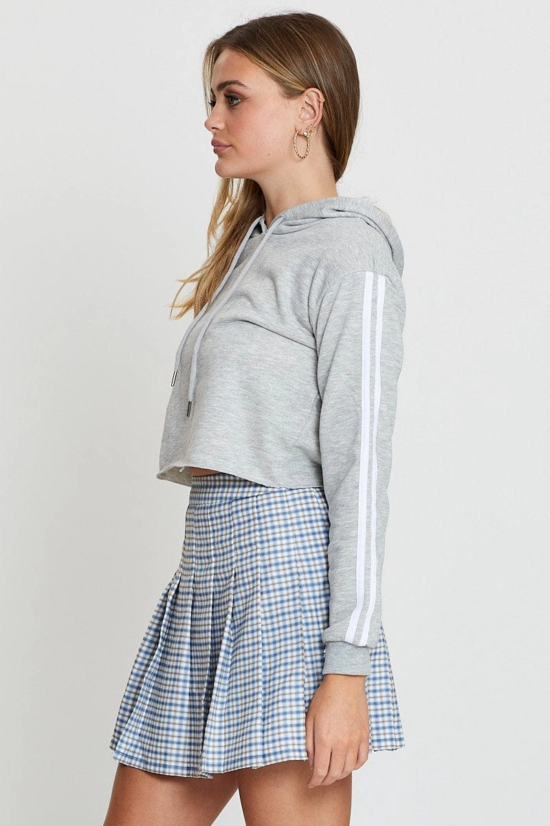 Check Pleated Skirt Mini Tennis