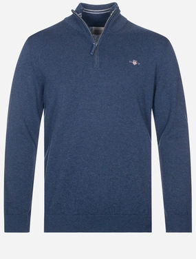 Classic Cotton Half-Zip Sweater Dark Jeansblue Melange