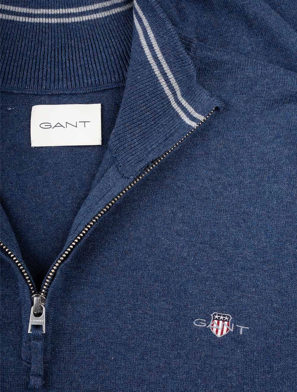 Classic Cotton Half-Zip Sweater Dark Jeansblue Melange
