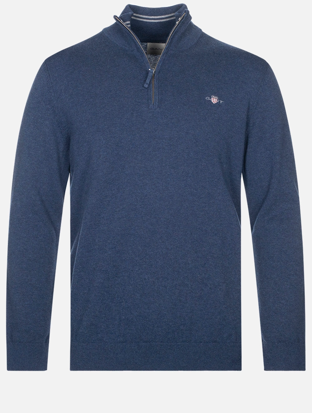 Classic Cotton Half-Zip Sweater Dark Jeansblue Melange