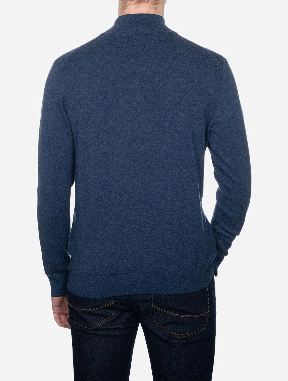 Classic Cotton Half-Zip Sweater Dark Jeansblue Melange