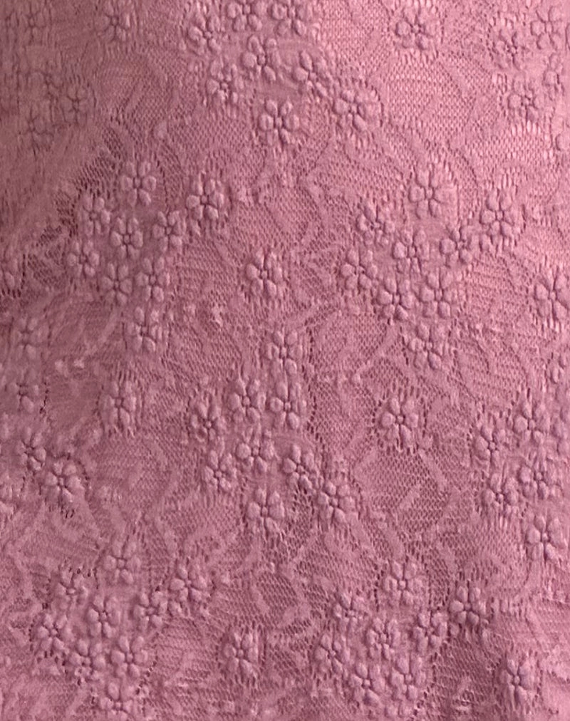 Codami Halterneck Mini Dress in Lace Dusty Rose