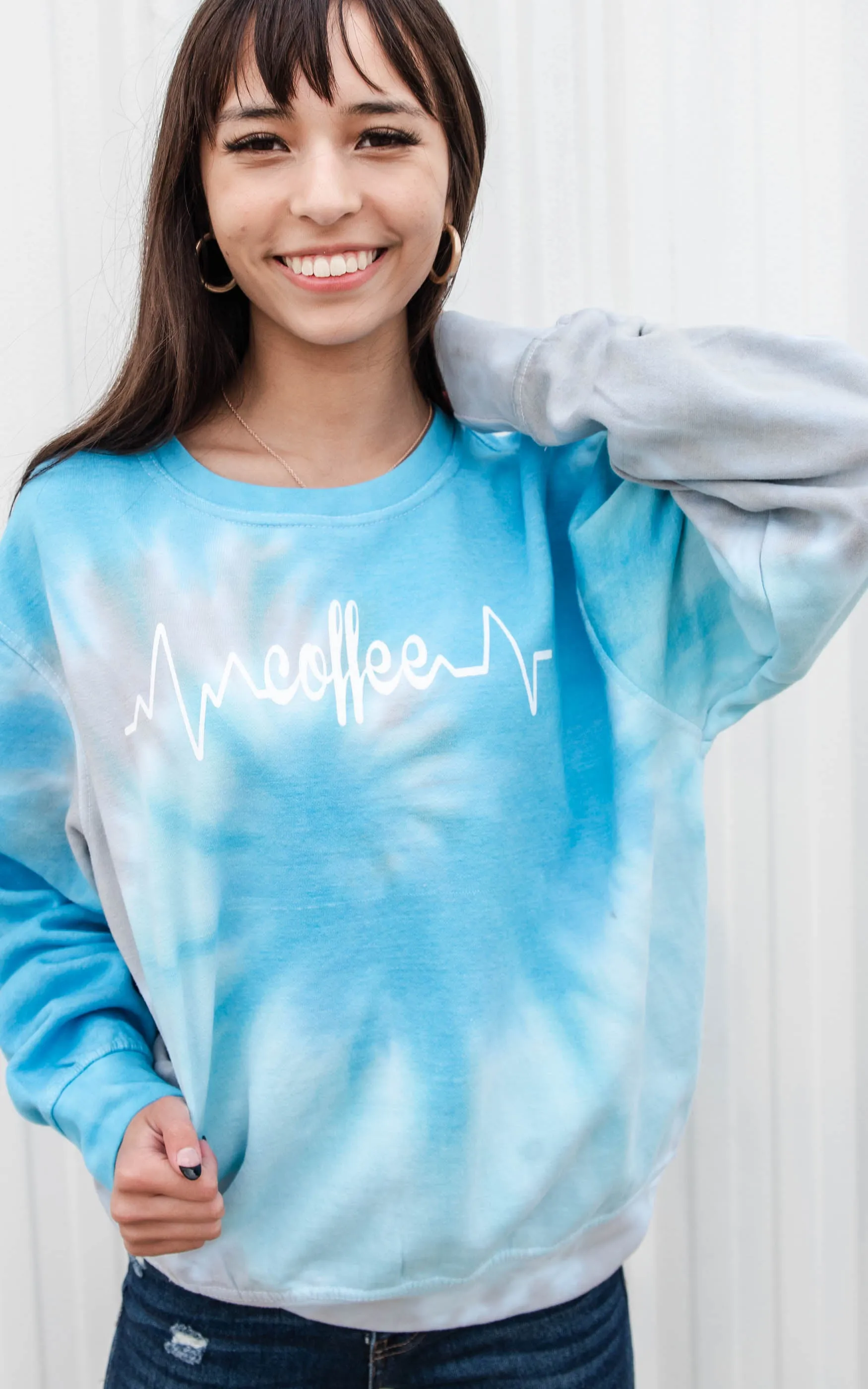 Coffee Lifeline Tie Dye Sweatshirt- Final Sale**