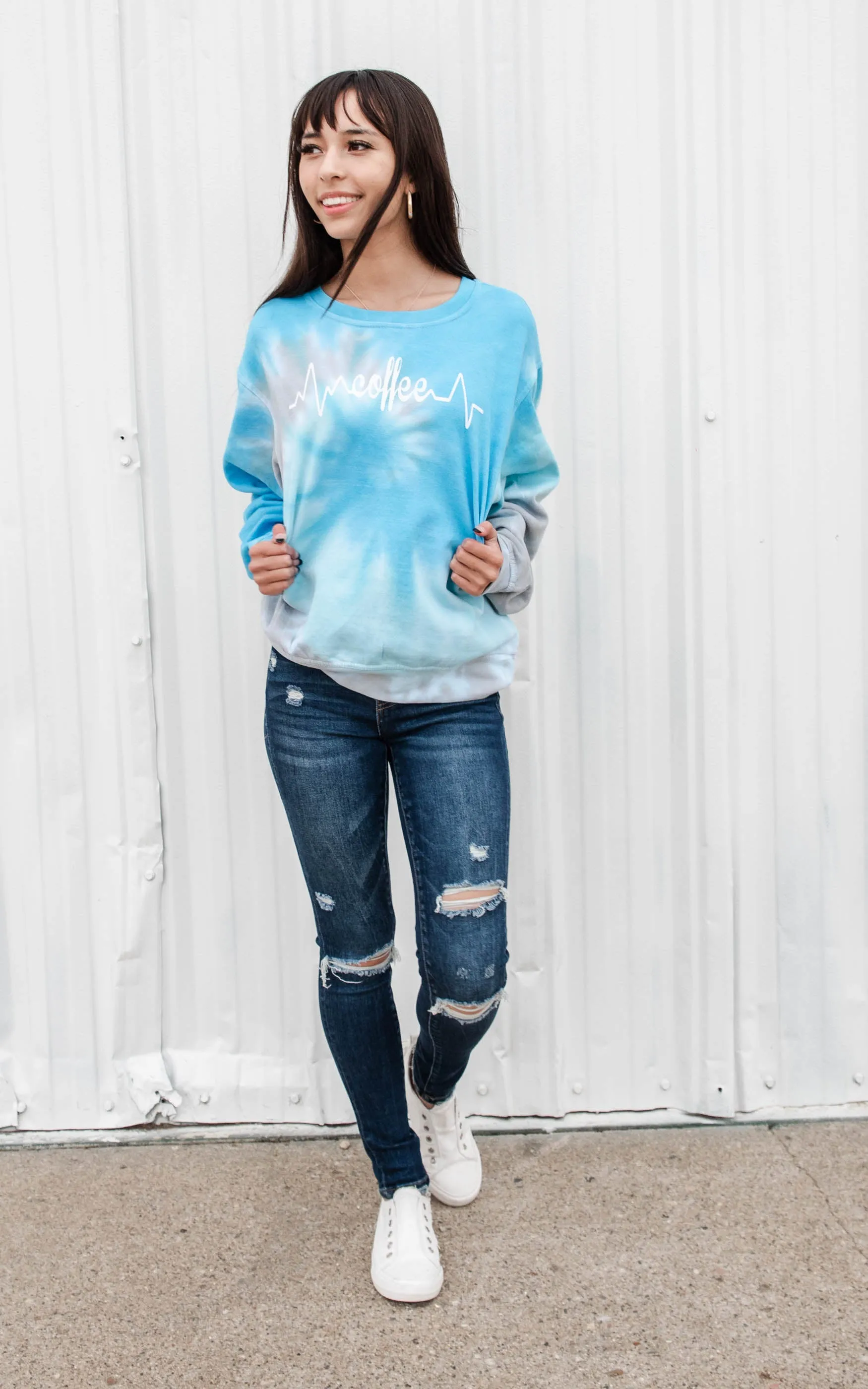 Coffee Lifeline Tie Dye Sweatshirt- Final Sale**