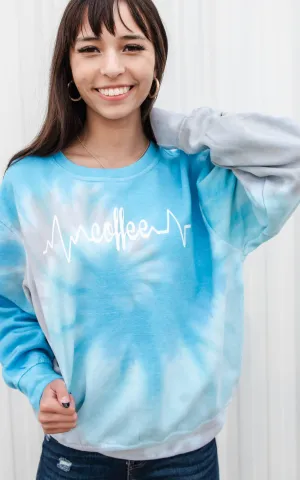 Coffee Lifeline Tie Dye Sweatshirt- Final Sale**