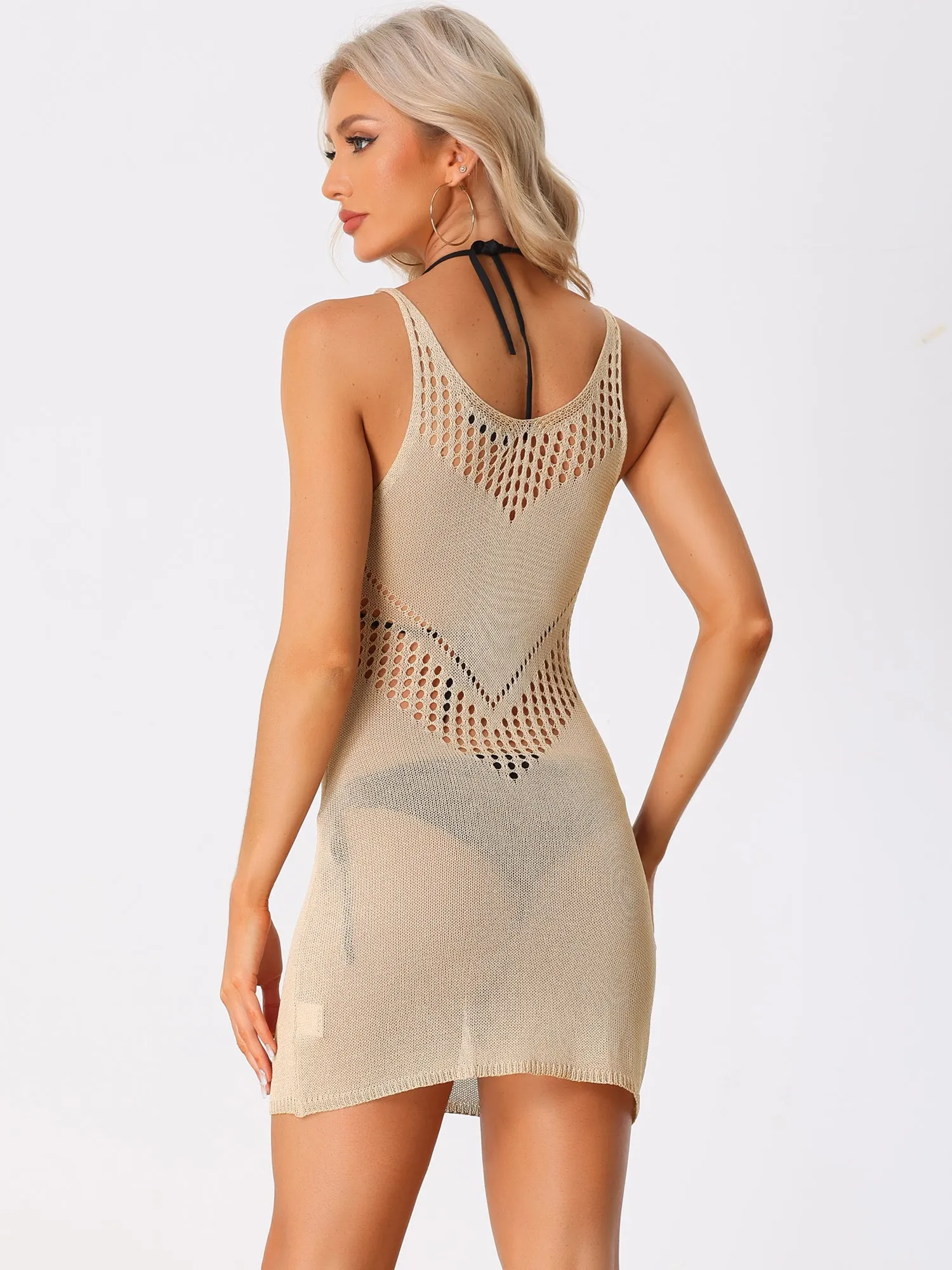 Crochet Hollow Out Bikini Knit Beach Swimsuits Cover Ups Dress