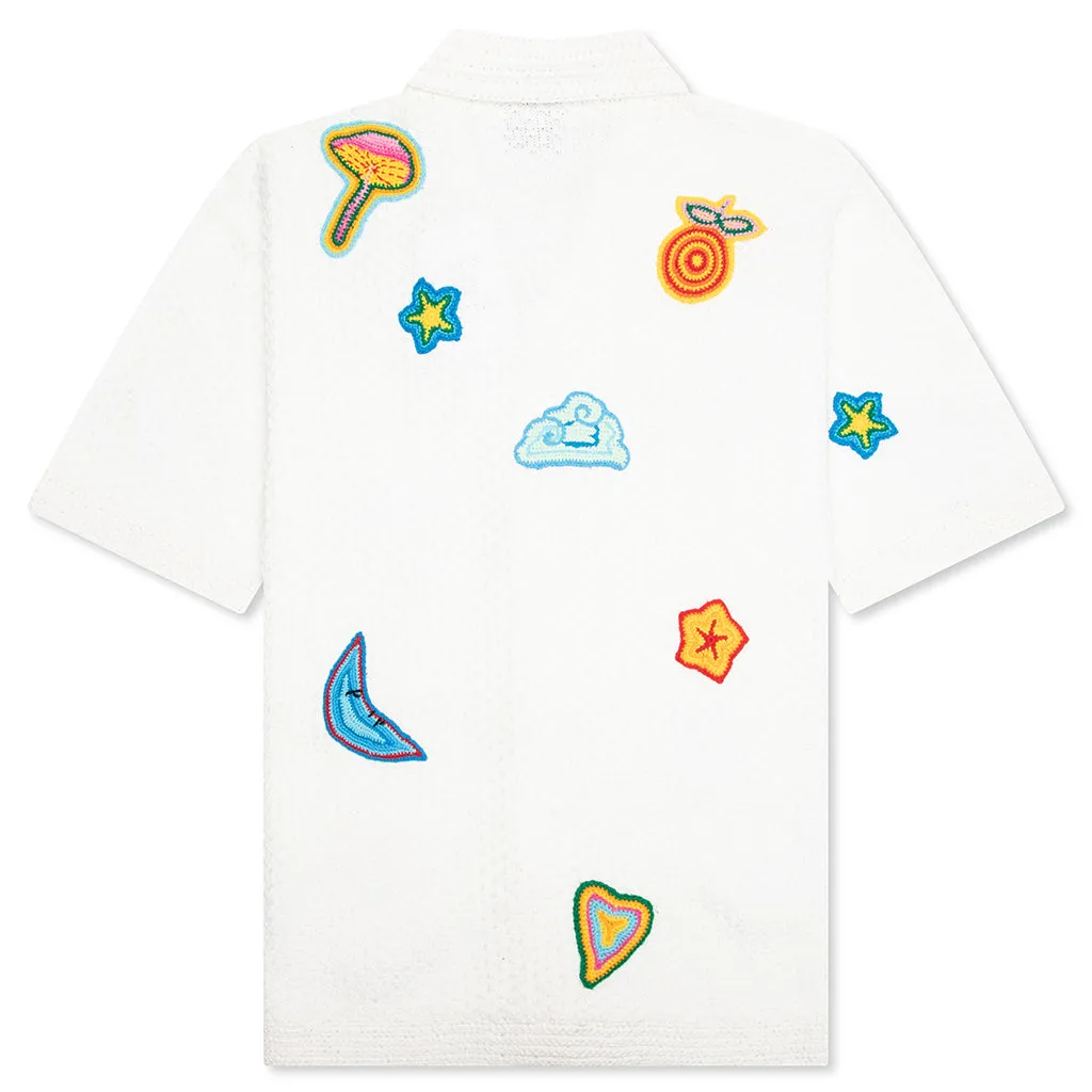Crochet Shirt With Patches - White