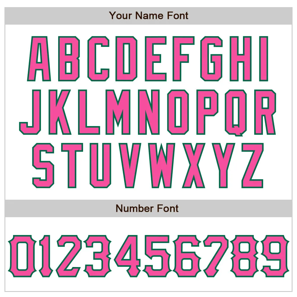 Custom White Pink-Kelly Green 3D Pattern Design Curve Lines Authentic Baseball Jersey