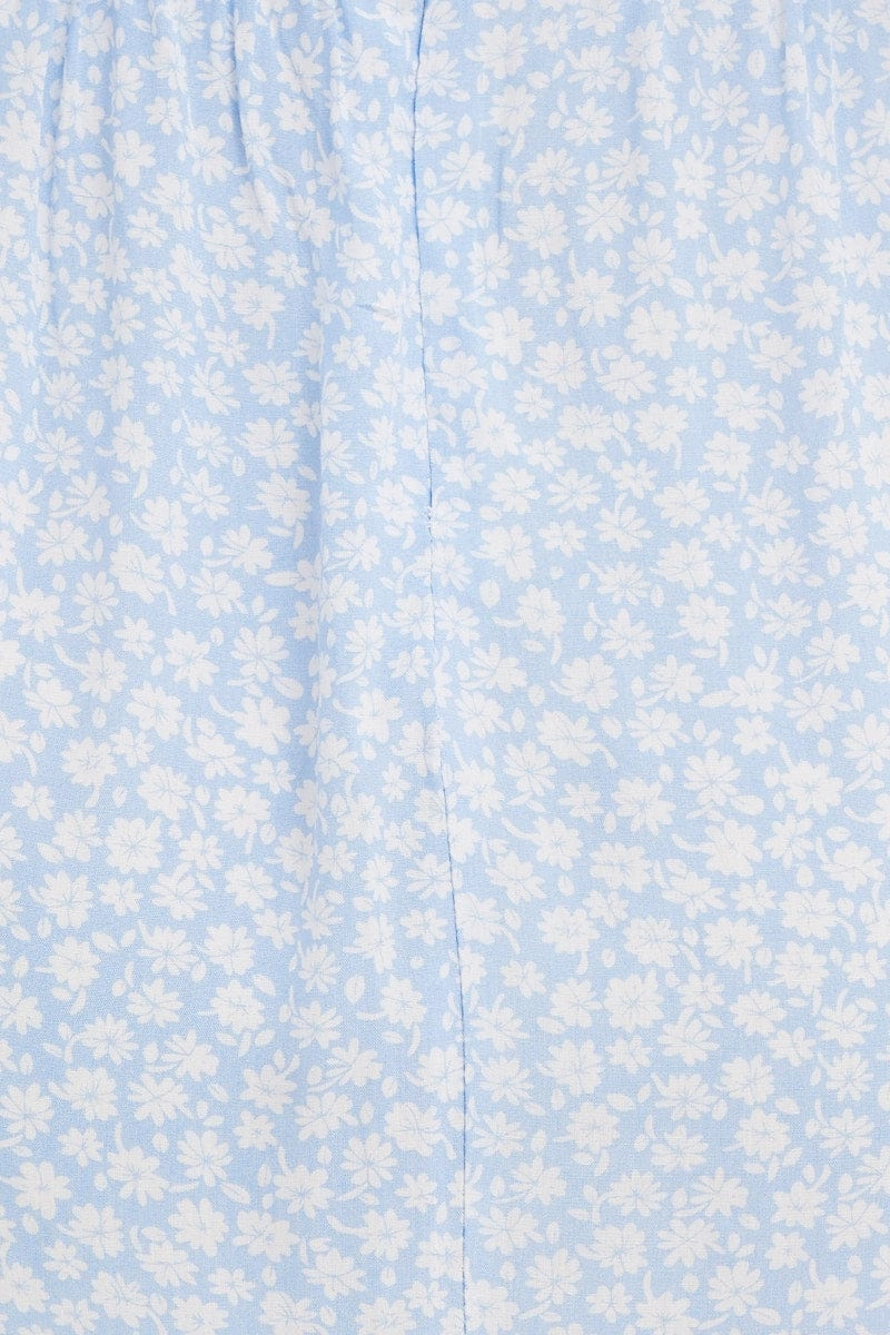 Daisy Print Long Sleeve A-Line Mini Dress