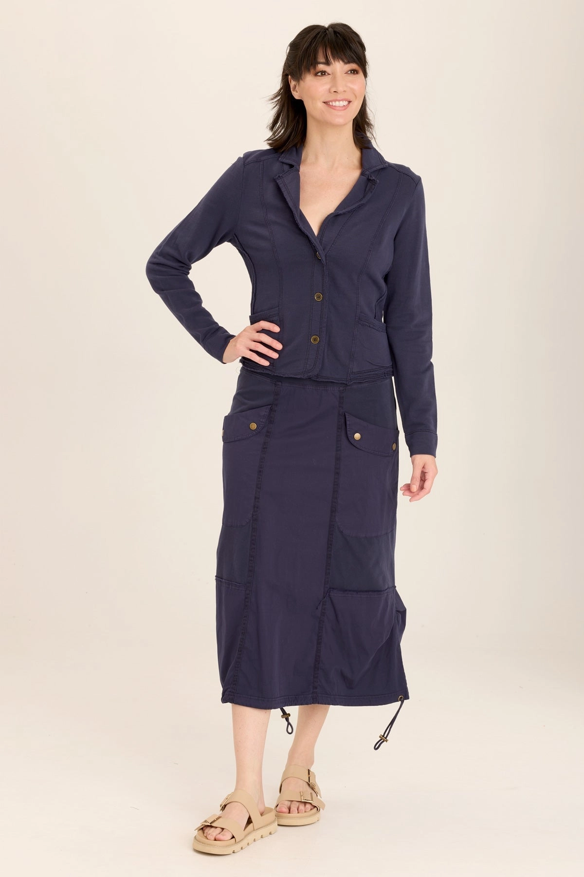 Damia Terry Three-Button Casual Blazer