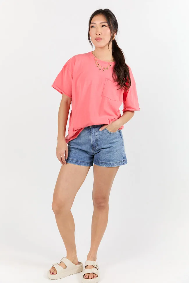 Easy To Style Coral Knit Pocket T Shirt