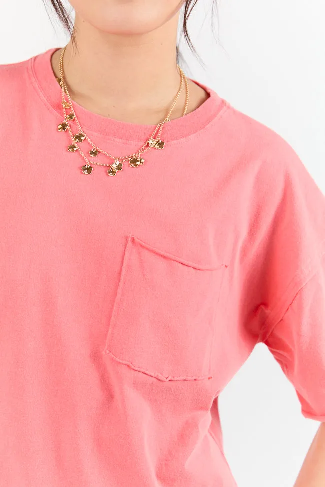 Easy To Style Coral Knit Pocket T Shirt