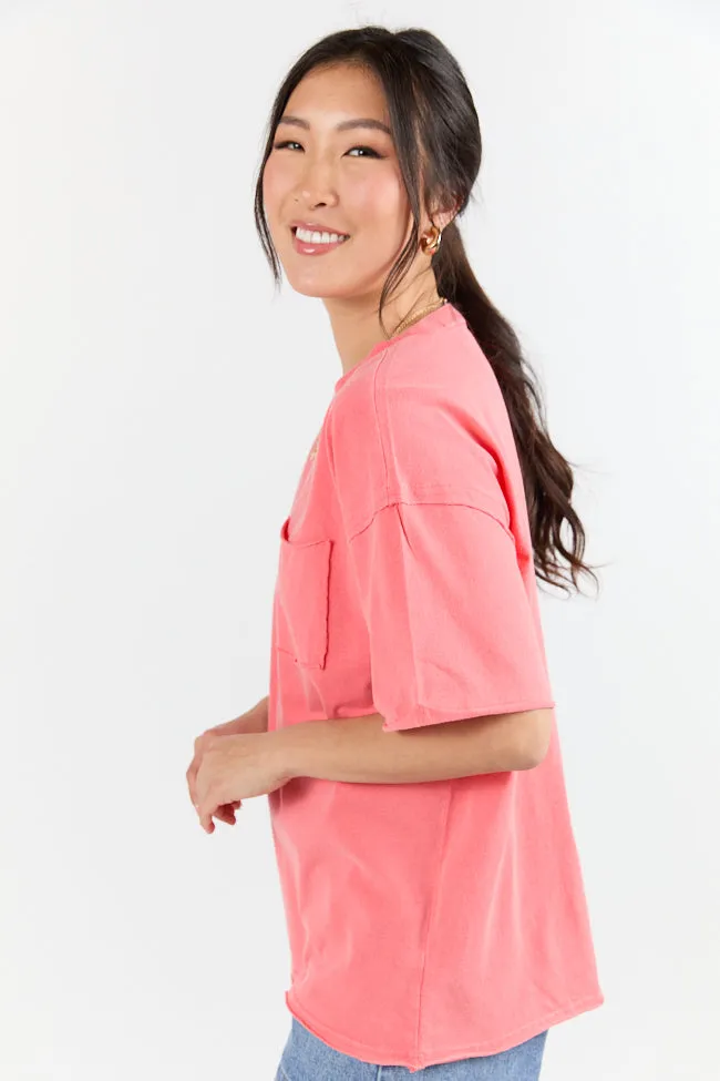 Easy To Style Coral Knit Pocket T Shirt