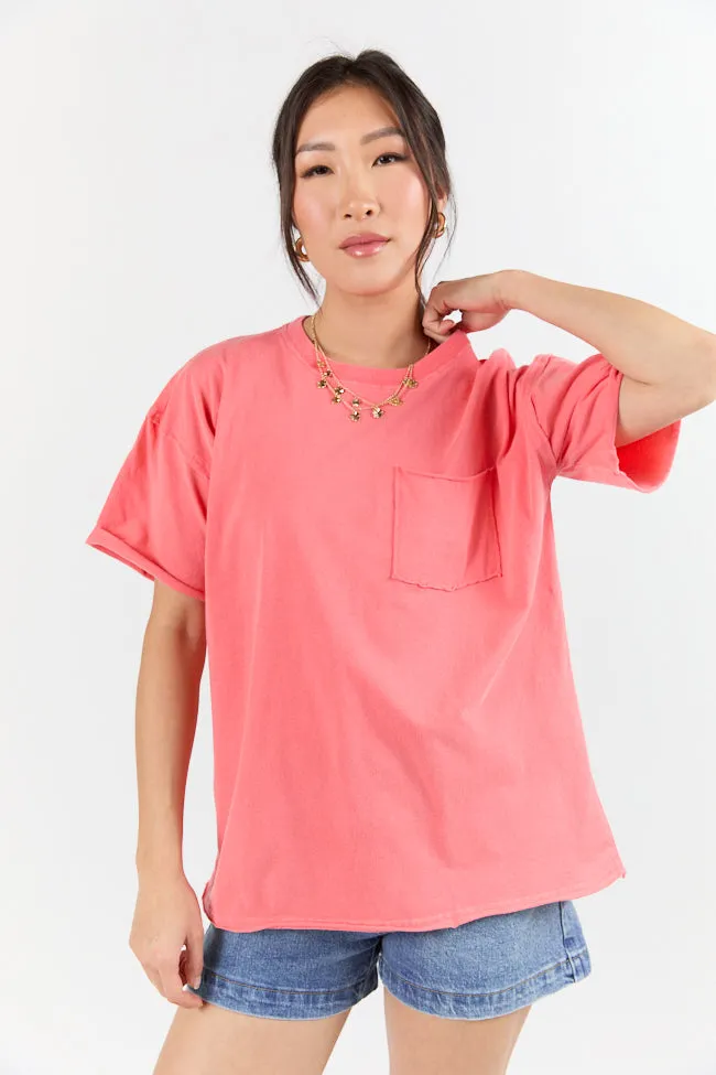 Easy To Style Coral Knit Pocket T Shirt